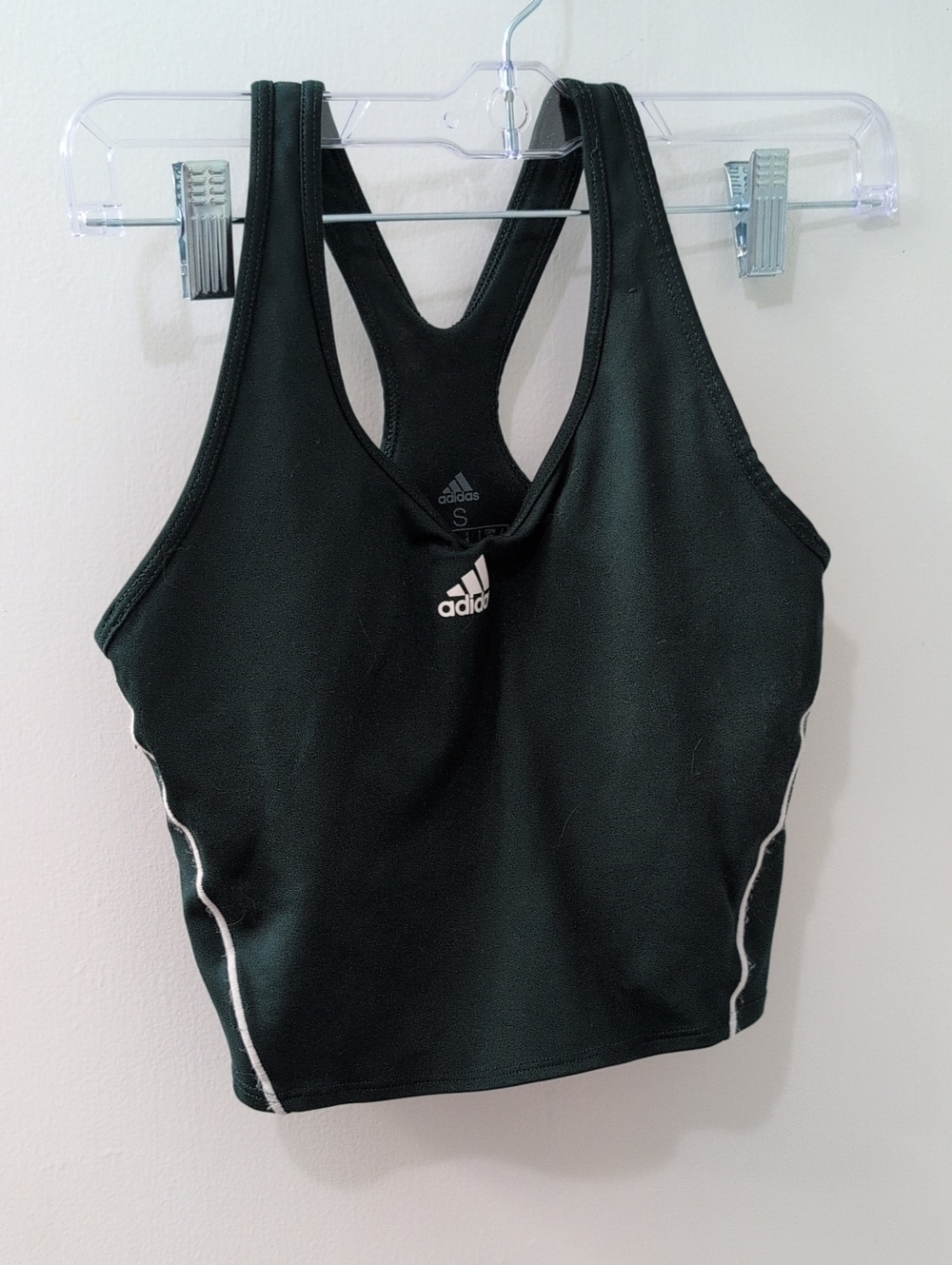 adidas Green Racerback Training Sports Bra with White Piping
